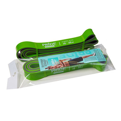 PRIDE Ленточный эспандер зеленый-серый FITNESS STYLE (16-39 кг)