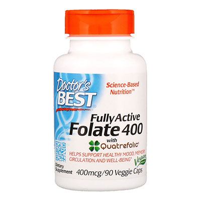 Doctor's Best Folate с Quatrefolic 400 мкг 90 вегетарианских капсул