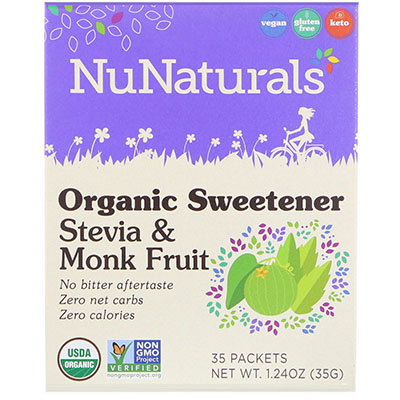 NuNaturals Stevia & Monk Fruit (подсластитель без калорий 35 г)
