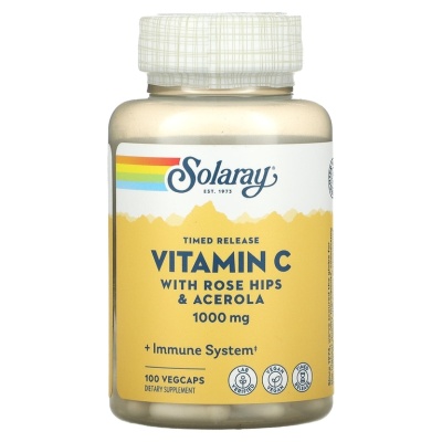 Solaray Vitamin C with Rose Hips, Acerola & Bioflavonoids 1000 мг 100 вегетарианских капсул